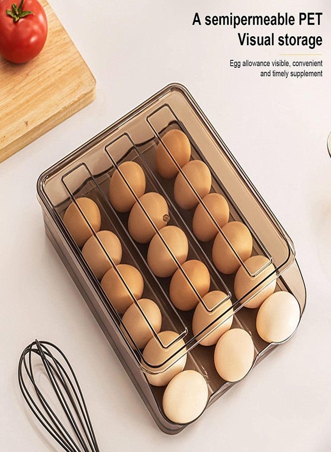 Homava Egg Storage Box Refrigerator Automatic Rolling Egg Container| Set of 3 | 21 x 21.5 x 28.4 CM |Plastic - Image 5